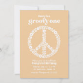 Groovy One 70s Yellow Daisy 1st Birthday Party Kaart (Voorkant)