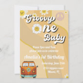 Groovy One Baby Birthday-uitnodiging, eerste verja Kaart (Voorkant)