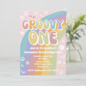 Groovy One Birthday Invitation | Groovy Birthday Kaart (Staand voorkant)