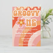 Groovy One Birthday Invitation Kaart (Staand voorkant)