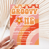 Groovy One Birthday Invitation Kaart