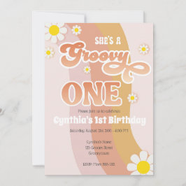 Groovy One Birthday Invitation Kaart