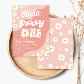 Groovy One Birthday Invitation Retro Daisy Floral Kaart