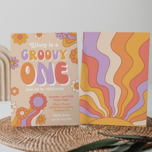 Groovy One Birthday Invitation | Uitnodiging 70