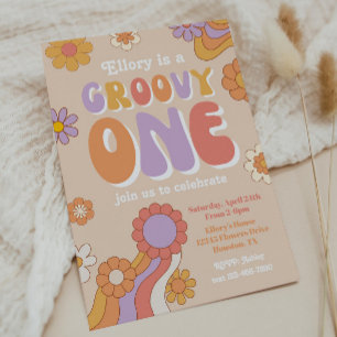 Groovy One Birthday Invitation   Uitnodiging 70
