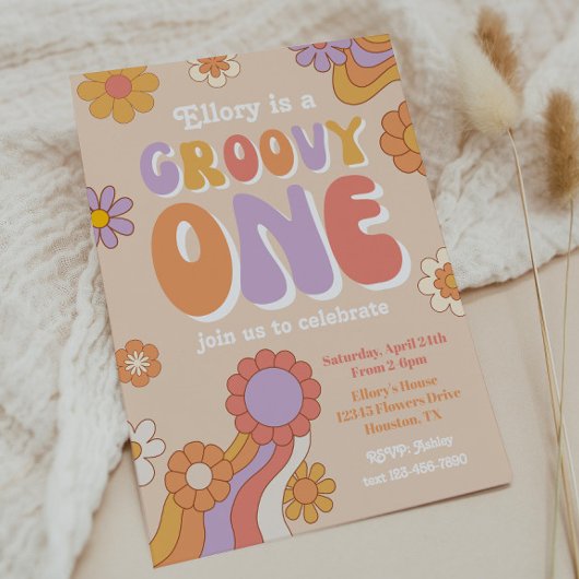 Groovy One Birthday Invitation | Uitnodiging 70