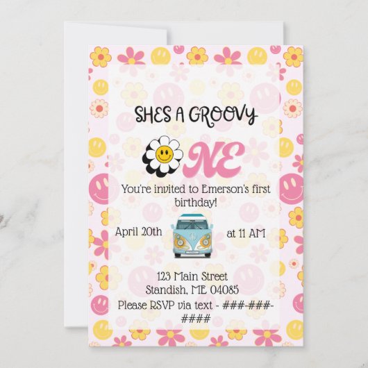 Groovy One Birthday Kaart (Voorkant)