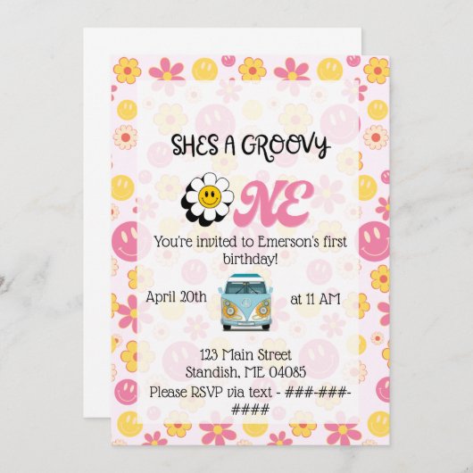 Groovy One Birthday Kaart (Voorkant / Achterkant)