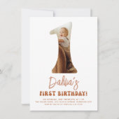 Groovy One Boho 70s Daisy Foto 1st Birthday Party Kaart (Voorkant)