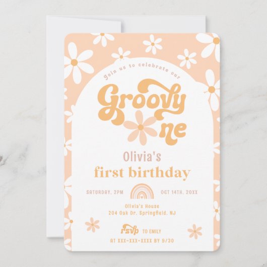 Groovy One Boho Arch 1e verjaardag Uitnodiging (Voorkant)
