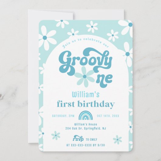 Groovy One Boho Arch 1e verjaardag Uitnodiging (Voorkant)