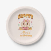 Groovy One Boho Daisy 1e verjaardagsfeestje Papieren Bordje (Voorkant)