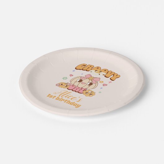 Groovy One Boho Daisy 1e verjaardagsfeestje Papieren Bordje (Gekanteld)