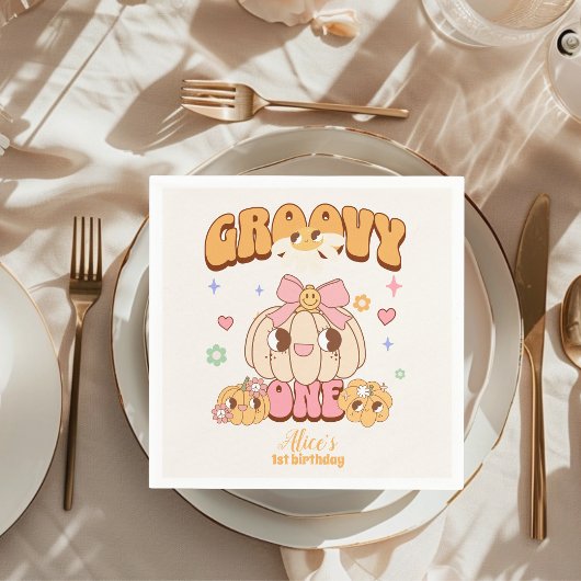 Groovy One Boho Daisy 1e verjaardagsfeestje Servet