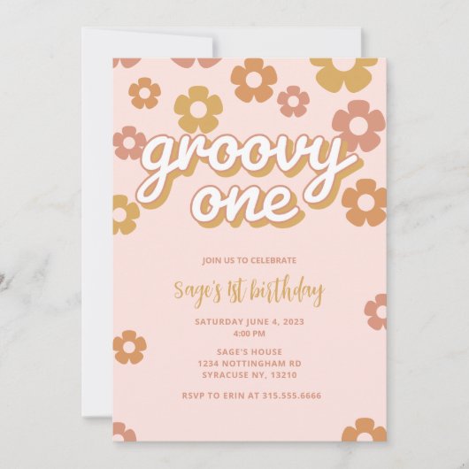 Groovy One Boho Daisy First Birthday Invitation Kaart (Voorkant)