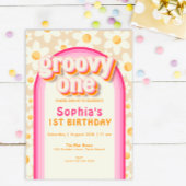 Groovy One Boho Daisy Rainbow 1e verjaardag Uitnod Kaart