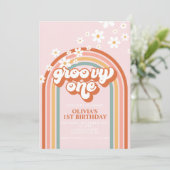 Groovy One boho daisy rainbow, eerste verjaardag U Kaart (Staand voorkant)