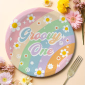 Groovy One Boho Daisy Rainbow Papieren Bordje