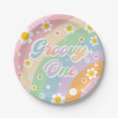 Groovy One Boho Daisy Rainbow Papieren Bordje (Voorkant)