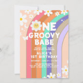 Groovy One boho madeliefje regenboog eerste verjaa Kaart (Voorkant)