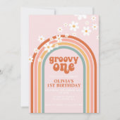 Groovy One boho madeliefje regenboog eerste verjaa Kaart (Voorkant)
