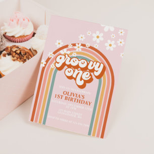 Groovy One boho madeliefje regenboog eerste verjaa Kaart