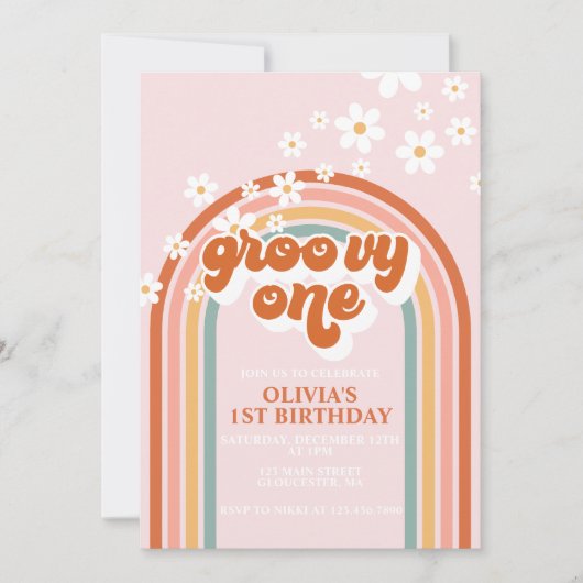Groovy One boho madeliefje regenboog eerste verjaa Kaart (Voorkant)