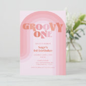 Groovy One Boho Regenboog 1e Verjaardag uitnodigin Kaart (Staand voorkant)