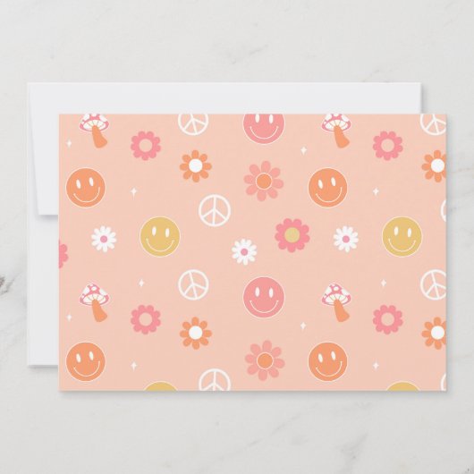 Groovy One Boho Retro 1e verjaardag Uitnodigingen (Achterkant)