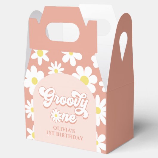 Groovy One Boho Retro Daisy 1e verjaardag Bedankdoosjes (Geopend)