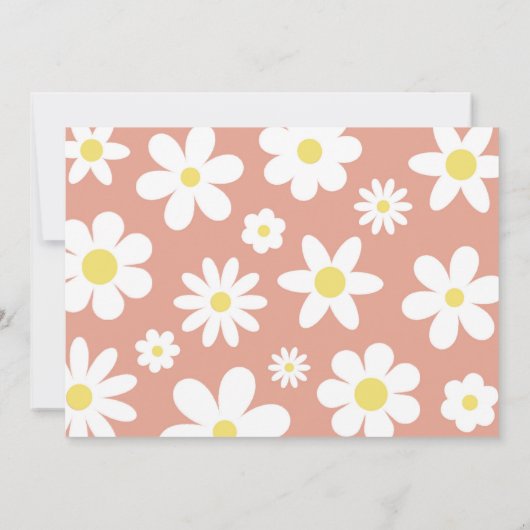 Groovy One Boho Retro Daisy 1e verjaardag foto Kaart (Achterkant)