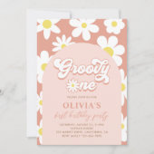 Groovy One Boho Retro Daisy 1e verjaardag Kaart (Voorkant)