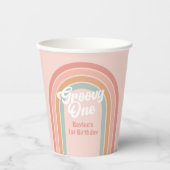 Groovy One Boho Retro Daisy 1e verjaardag Papieren Bekers (Voorkant)