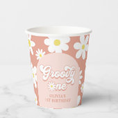 Groovy One Boho Retro Daisy 1e verjaardag Papieren Bekers (Voorkant)