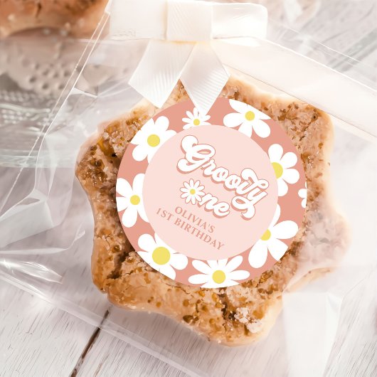 Groovy One Boho Retro Daisy 1e verjaardag Ronde Sticker