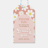 Groovy One Boho Retro Daisy 1e Verjaardagsfeestje Cadeaulabel (Voorkant)