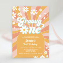 Groovy One Boho Retro Daisy Sunshine 1e Verjaardag