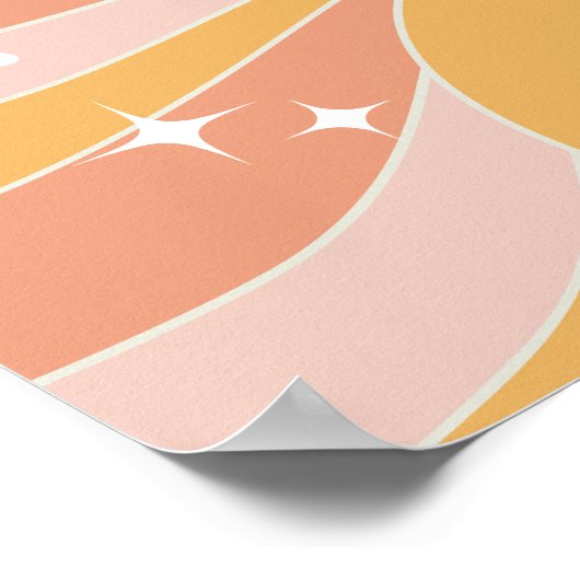 Groovy One Boho Retro Daisy Sunshine 1e Verjaardag Poster (Hoek)