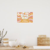 Groovy One Boho Retro Daisy Sunshine 1e Verjaardag Poster (Keuken)