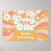 Groovy One Boho Retro Daisy Sunshine 1e Verjaardag Poster (Voorkant)