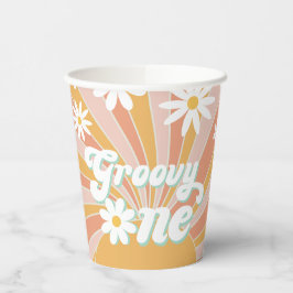 Groovy One Boho Retro Daisy Sunshine Floral Papieren Bekers