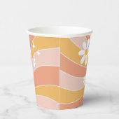 Groovy One Boho Retro Daisy Sunshine Floral Papieren Bekers (Rechts)