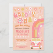 Groovy One Boho Retro First Birthday Kaart (Voorkant)
