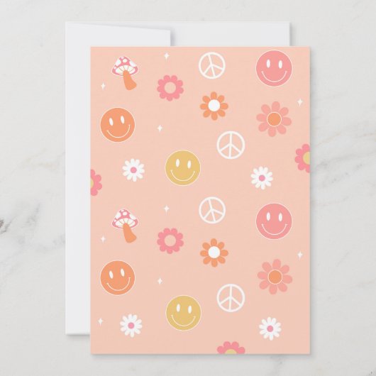 Groovy One Boho Retro First Birthday Kaart (Achterkant)