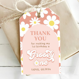 Groovy One Boho Retro Madeliefje 1e Verjaardagsfee Cadeaulabel