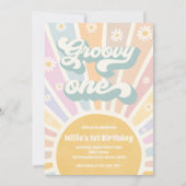 Groovy One Boho Sunshine Daisy Birthday Party Kaart (Voorkant)