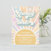 Groovy One Boho Sunshine Daisy Birthday Party Kaart (Staand voorkant)