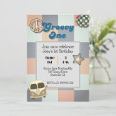 Groovy One Boys Verjaardag Uitnodiging (Staand voorkant)