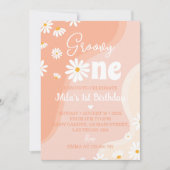 Groovy One Daisy 1e verjaardag uitnodiging (Voorkant)