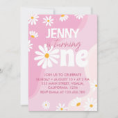 Groovy One Daisy 1e verjaardag uitnodiging (Voorkant)